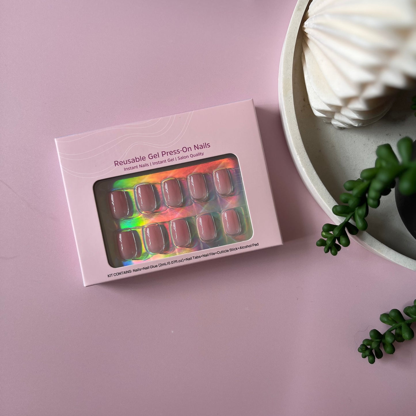 Pink Petal - Final Stock | Short Square Solid Pink Gel Press On Nails