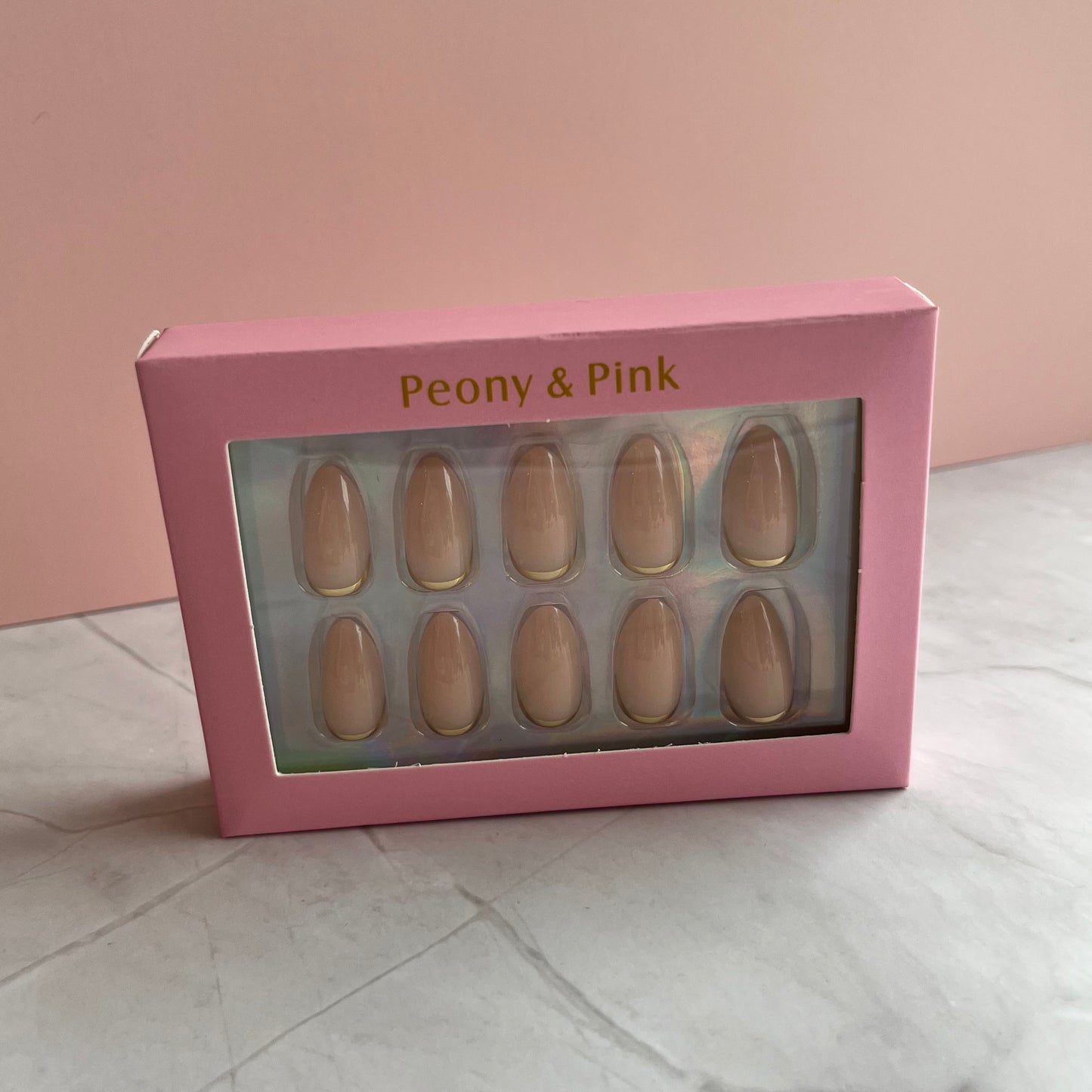 Gilded Peony - Short Almond Gold Foil Gel Press On Nails