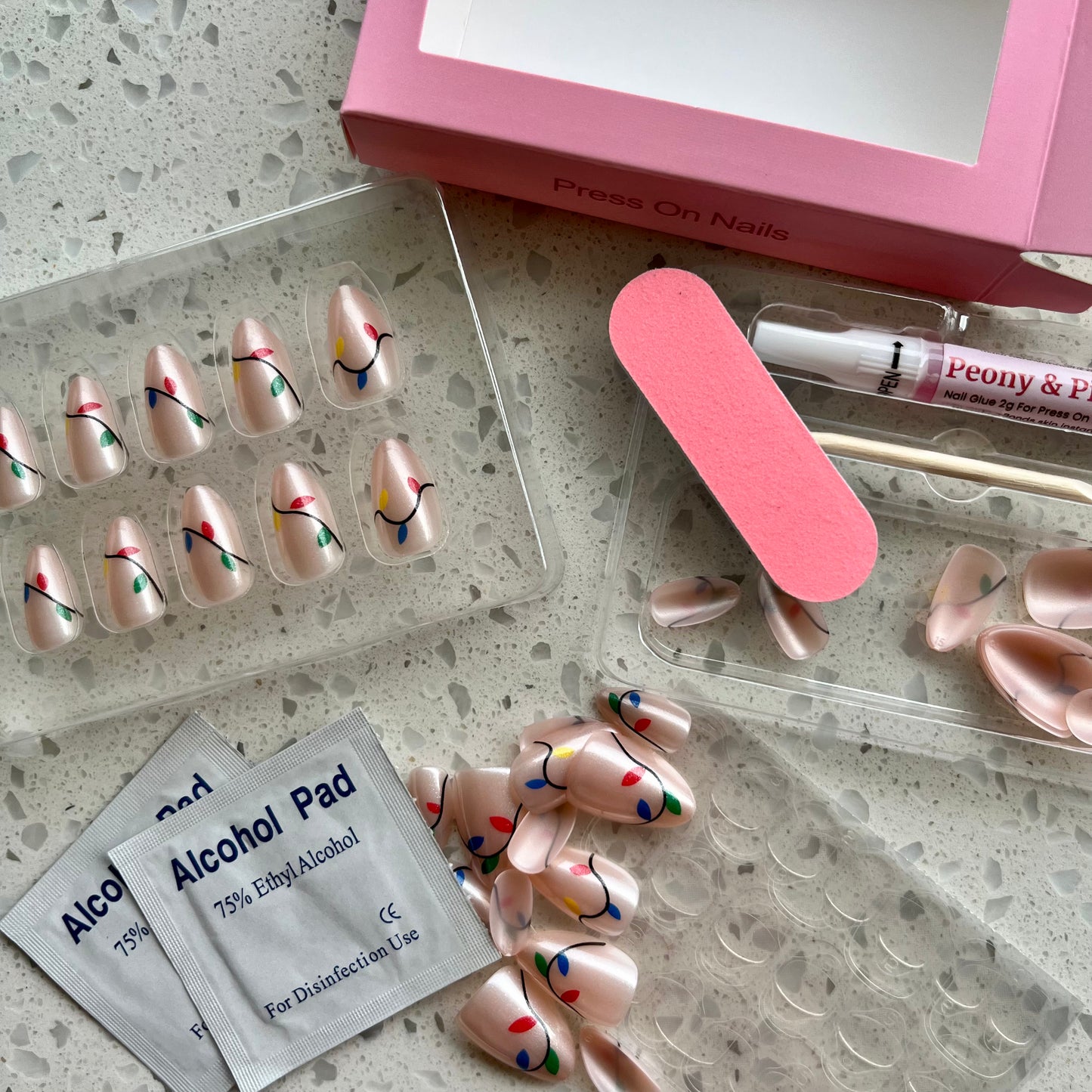 Candy Lights Festive Duo – Short Almond Gel Press On Nails