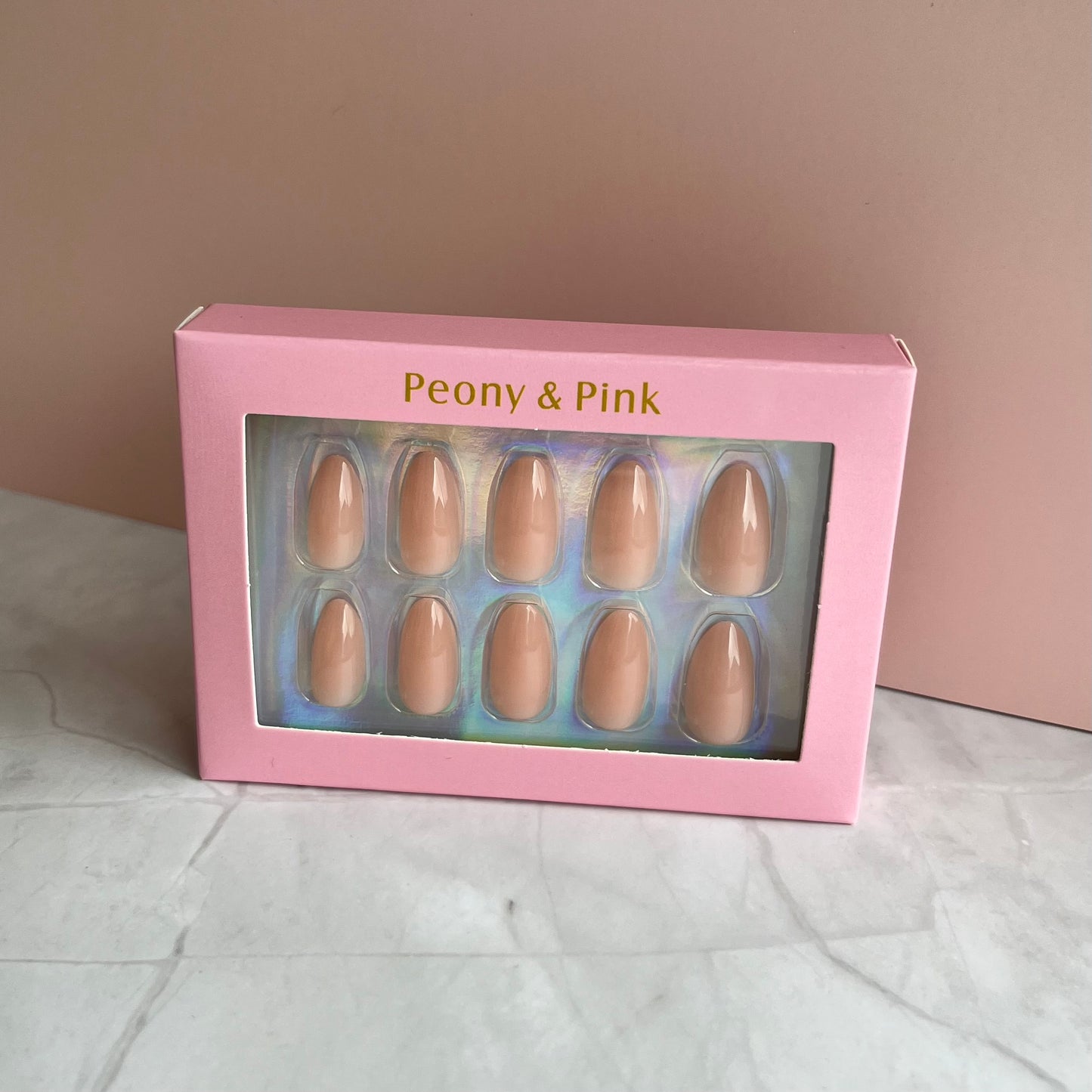 Soft Peony - Short Almond Pink Gel Press On Nails