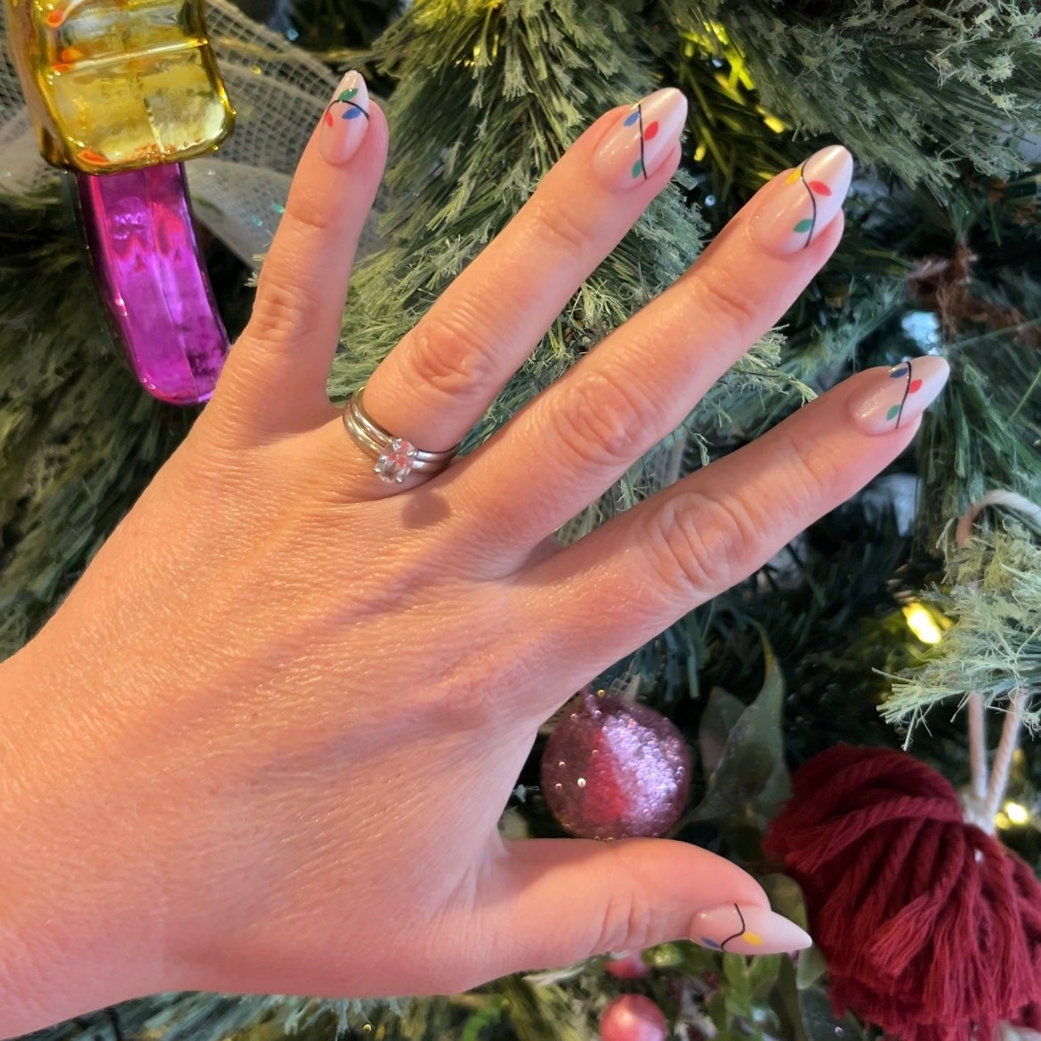 Candy Lights Festive Duo – Short Almond Gel Press On Nails