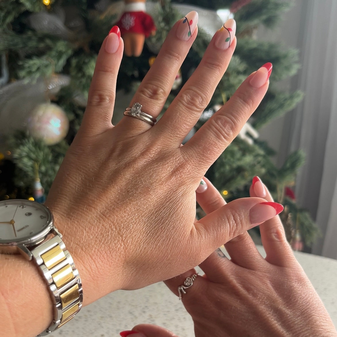 Candy Lights Festive Duo – Short Almond Gel Press On Nails