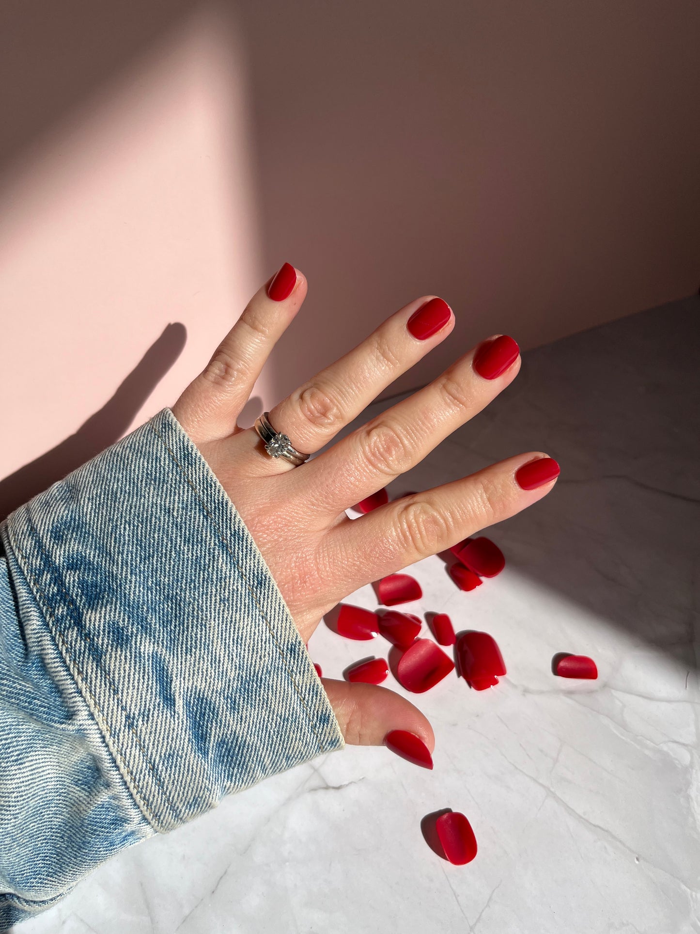 Cherry Bloom - Extra Short Round Red Gel Press On Nails