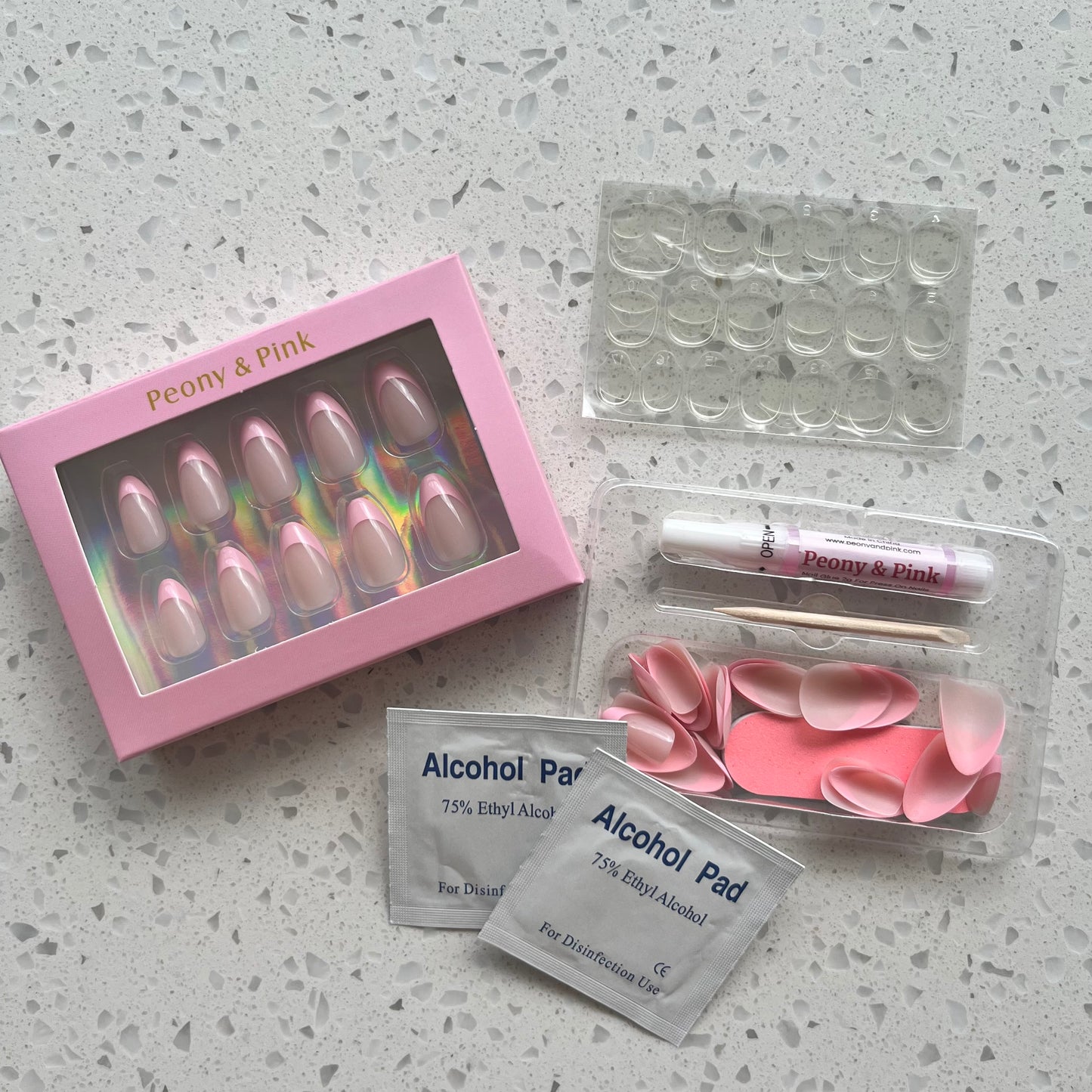 Pink Glaze - Short Almond Pink French Tip Gel Press On Nails