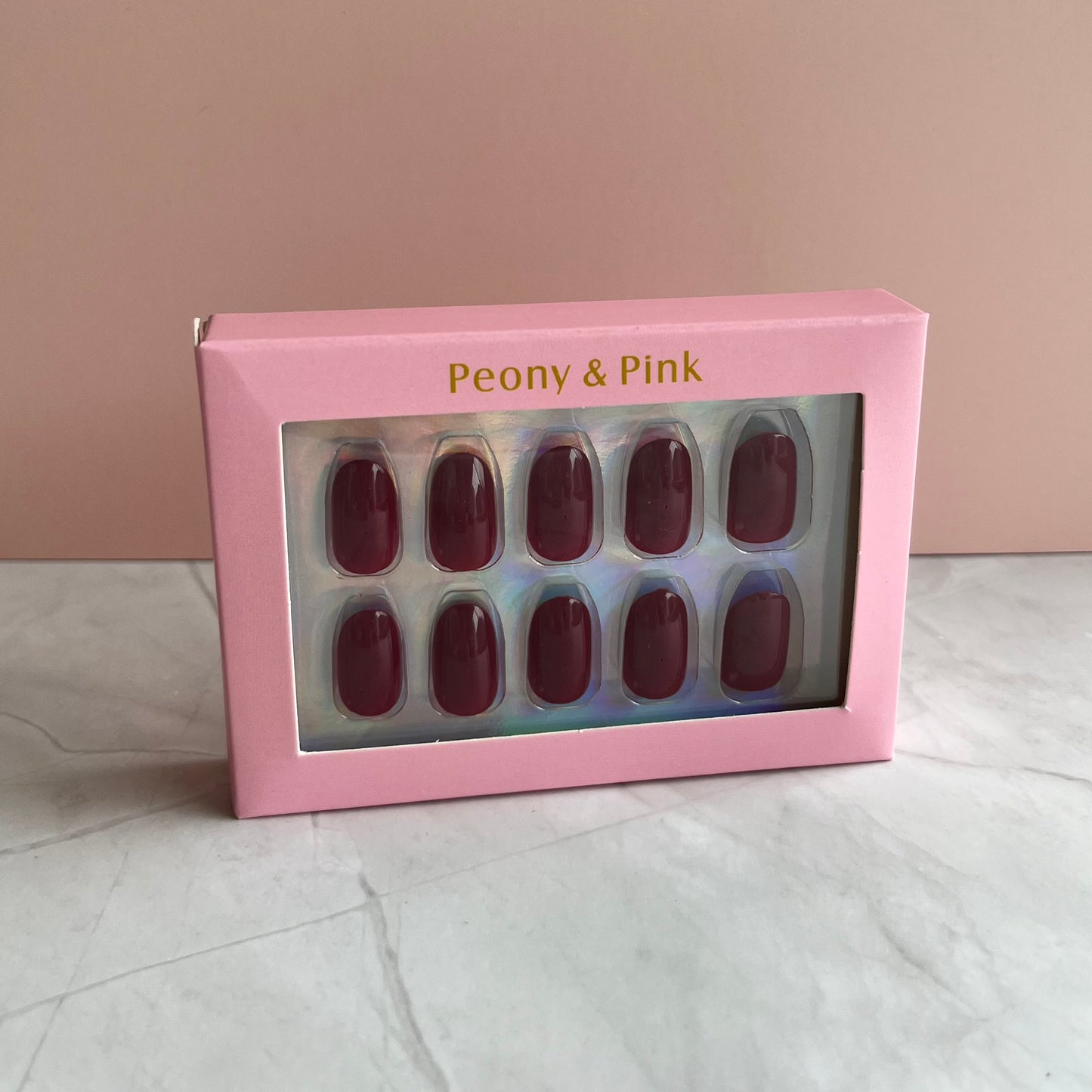 Crimson Clover - Short Oval Red Press On Nails