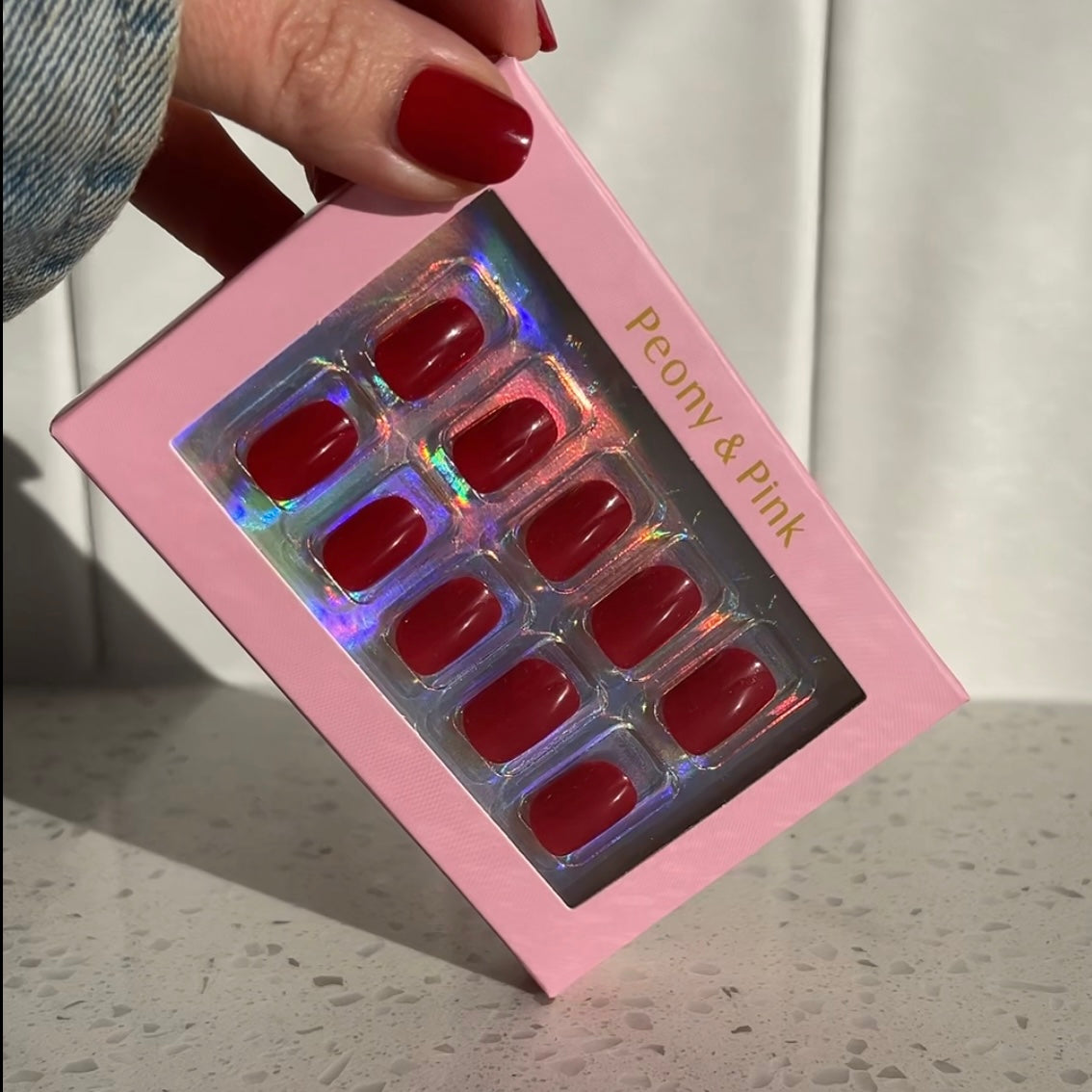 Cherry Bloom - Extra Short Round Red Gel Press On Nails