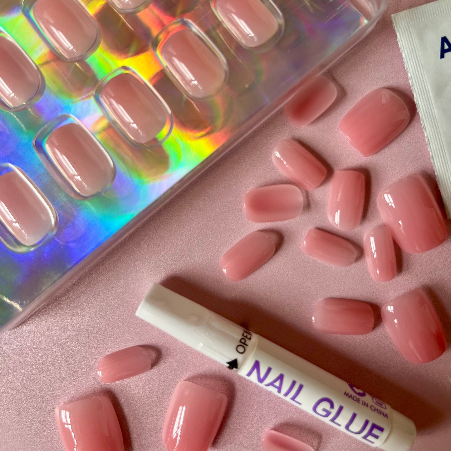 Pink Petal - Final Stock | Short Square Solid Pink Gel Press On Nails